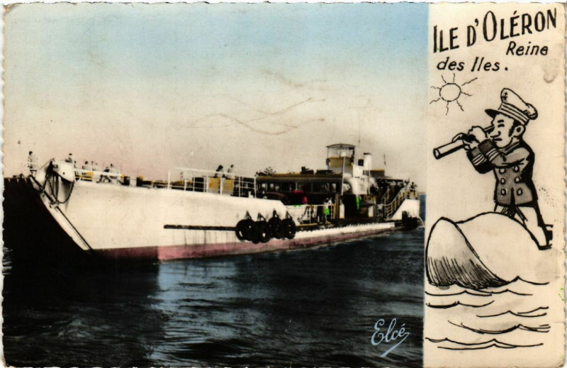 Carte postale ancienne Ile d'Oleron - Ile d'Oleron - Le Bac du Chapus va accoster