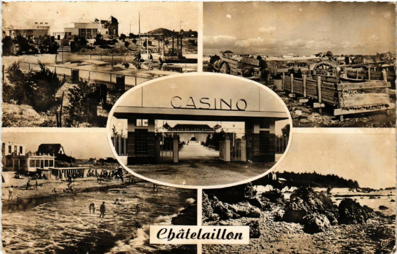 Carte postale ancienne Chatelaillon - Le Casino - La Plage - Scenes