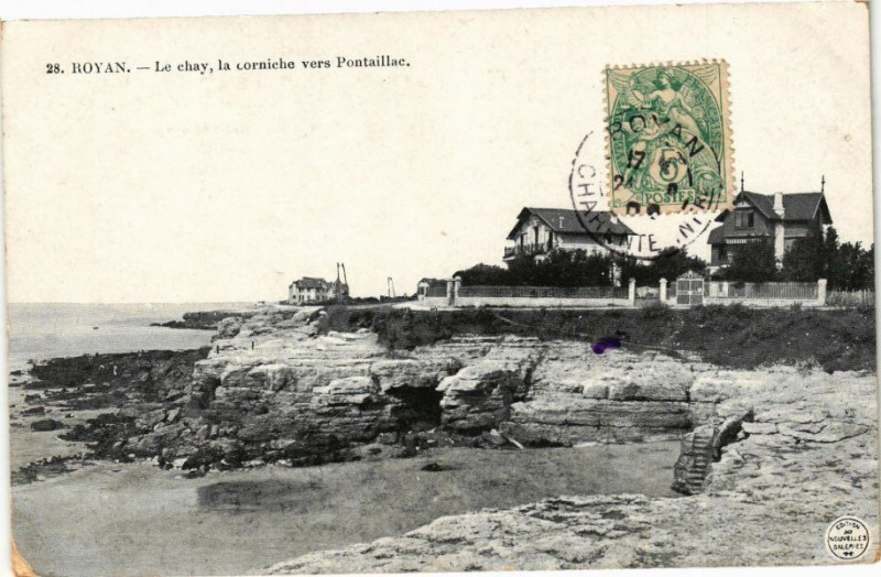 Carte postale ancienne Royan - Le chay la corniche vers Pontaillac à Royan