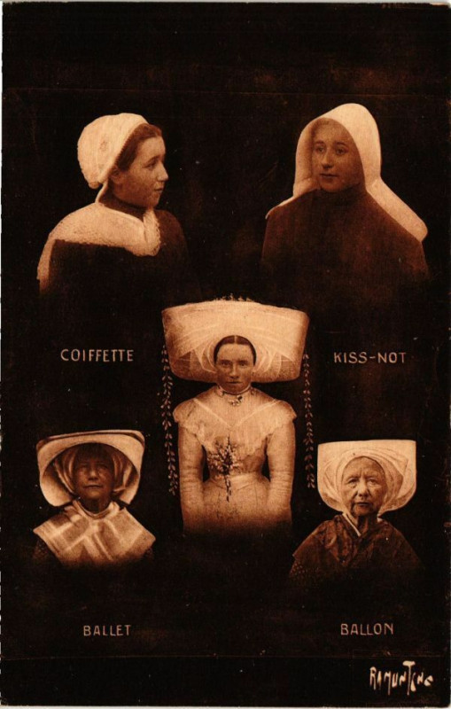 Carte postale ancienne Coifette - Kiss Not-Ballet-Ballon Costume de l'Ile d'Oleron à Ballon
