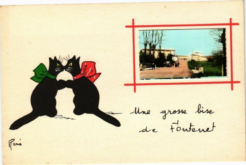 Carte postale ancienne Une grosse bise de Fontenet à Fontenet