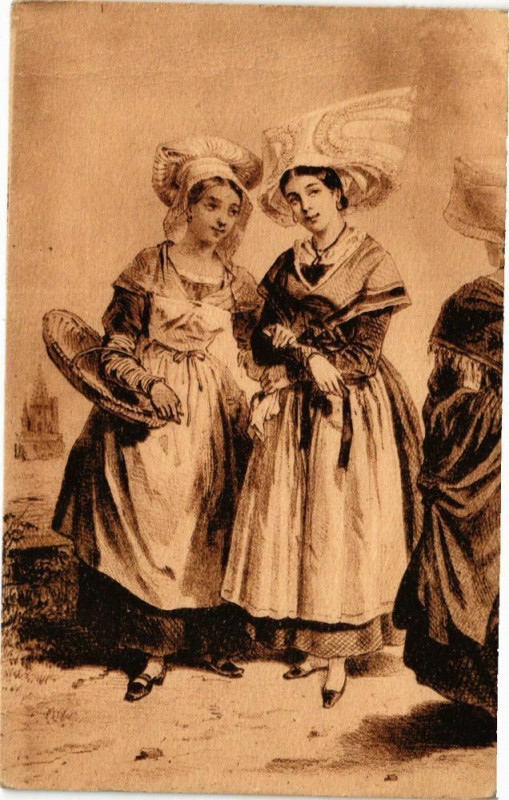 Carte postale ancienne Vieux costumes d'Aunis et Stonge