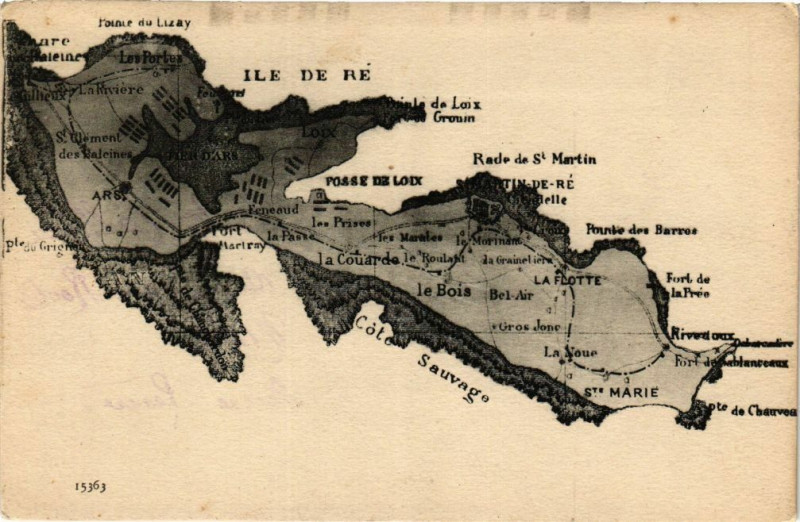 Carte postale ancienne Carte Ile-de-Re