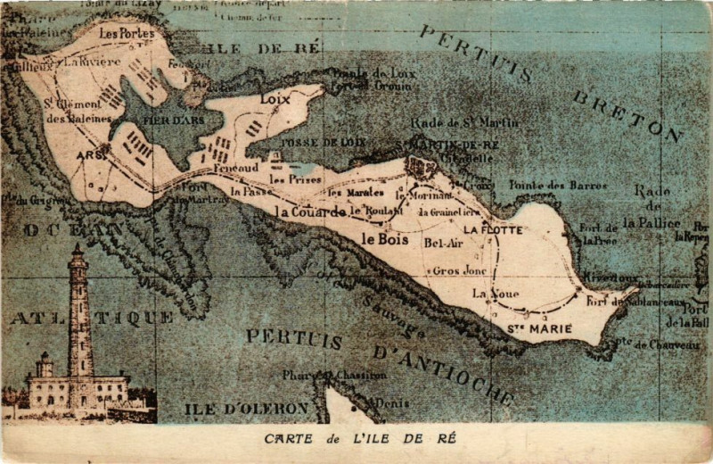 Carte postale ancienne Carte Ile-de-Re