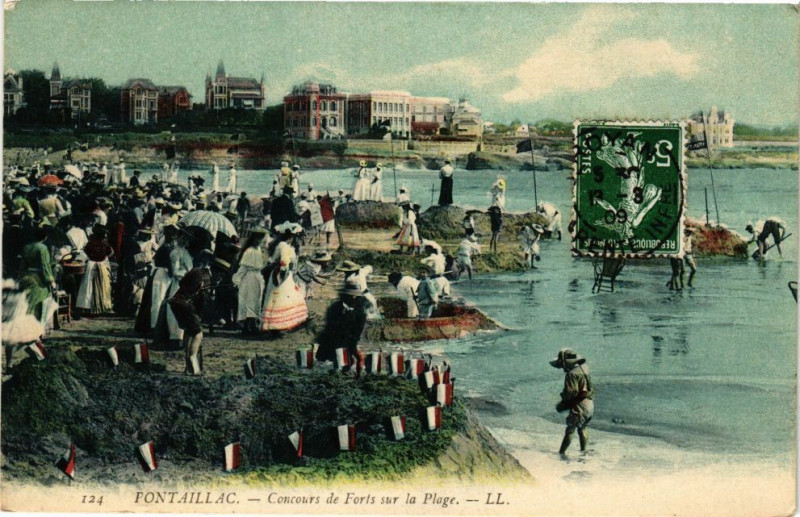 Carte postale ancienne Pontaillac - Concours de Forts sur la Plage