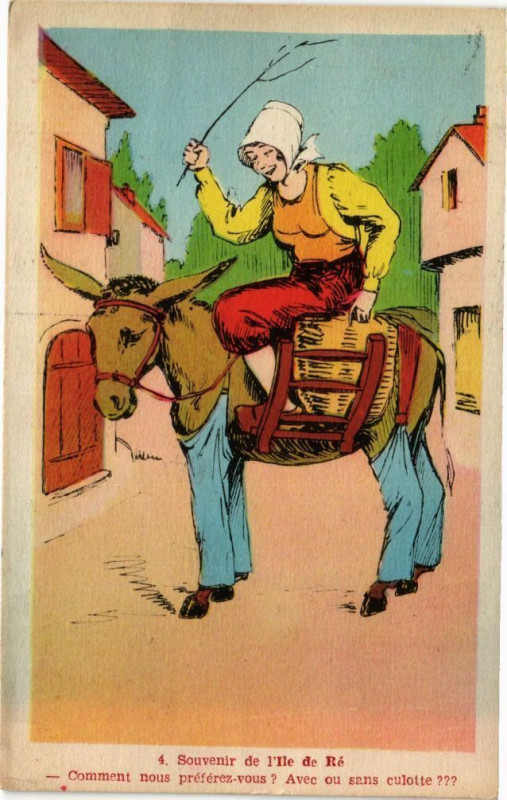 Carte postale ancienne Souvenir de L'Ile-de-Re - Comment nous préferez-vous? Avec ou .