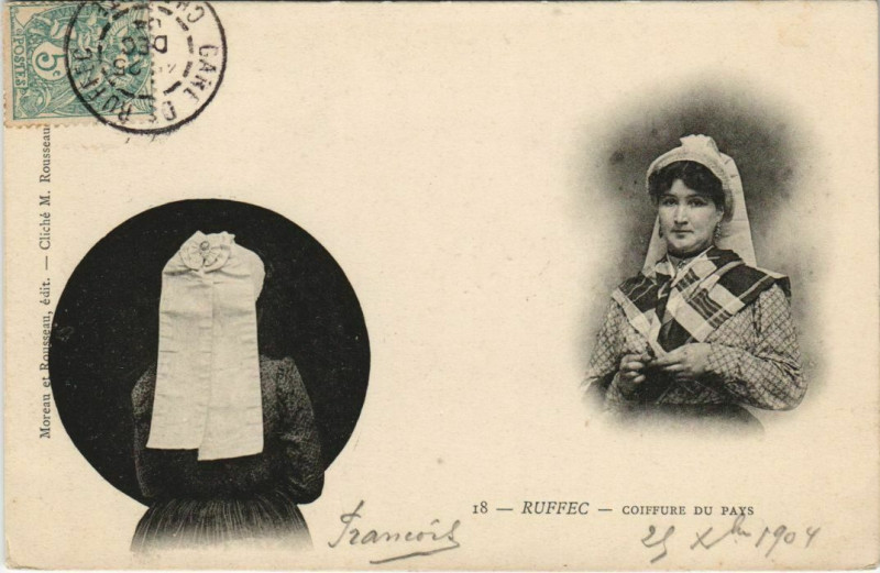 Carte postale ancienne Ruffec Coiffure du pays France à Ruffec