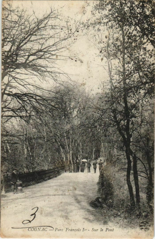 Carte postale ancienne Cognac- Parc Francois 1er, sur le Pont France à Cognac