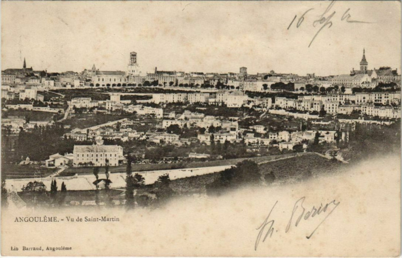 Carte postale ancienne Angouleme- vue de Saint-Martin France à Angoulême