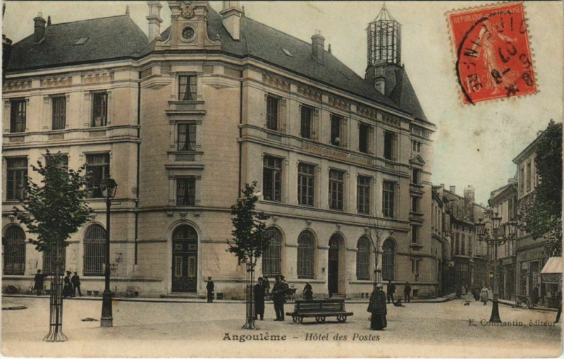 Carte postale ancienne Angouleme- Hotel des Postes France à Angoulême