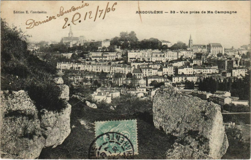 Carte postale ancienne Angouleme- vue prise de Ma Campagne France à Angoulême