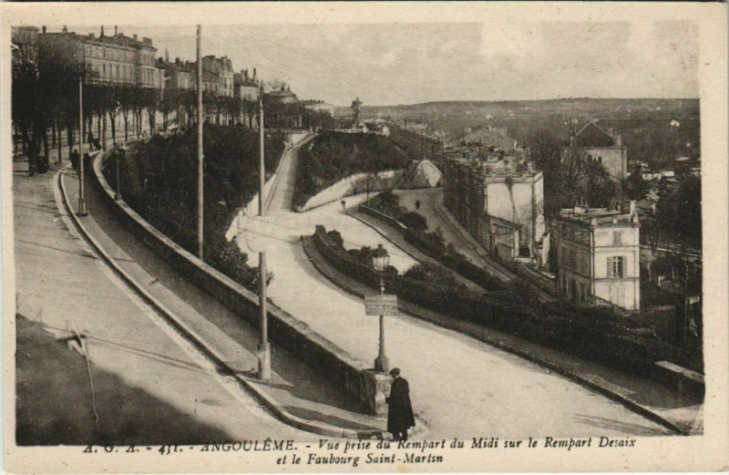 Carte postale ancienne Angouleme- Vue prise du Rempart du Midi France à Angoulême