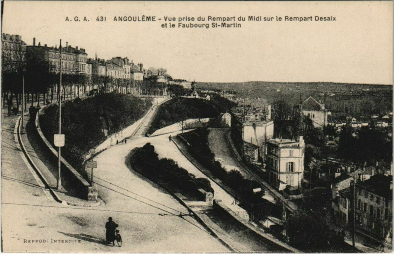 Carte postale ancienne Angouleme- Vue prise du Rempart du Midi France à Angoulême