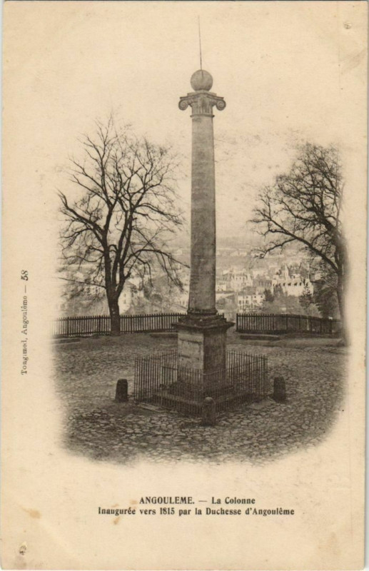 Carte postale ancienne Angouleme- La Colonne France à Angoulême