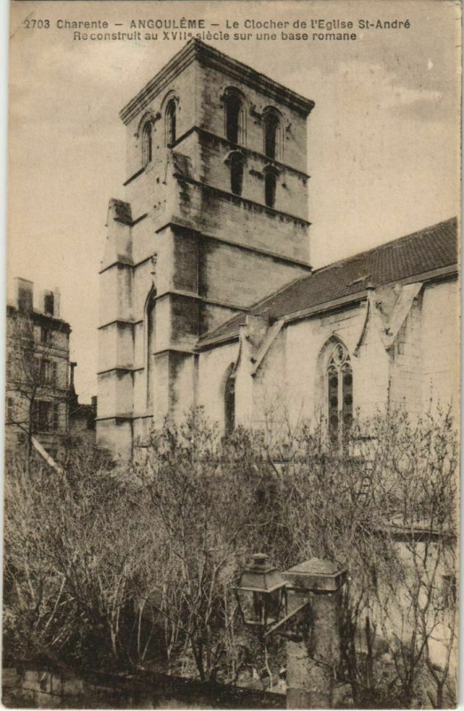 Carte postale ancienne Angouleme- Le Clocher de l'Eglise Saint-Andre France à Angoulême