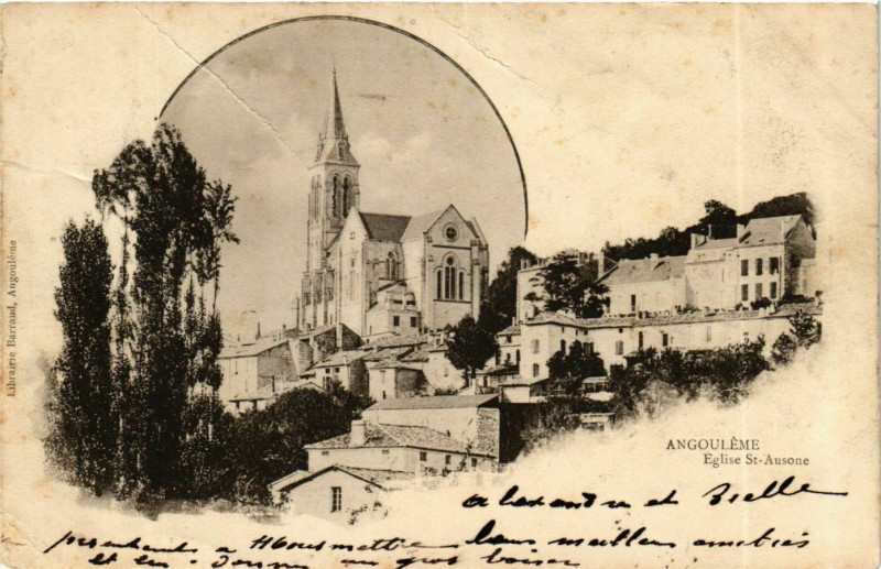 Carte postale ancienne Charente Angouleme Eglise Saint-Ausone à Angoulême