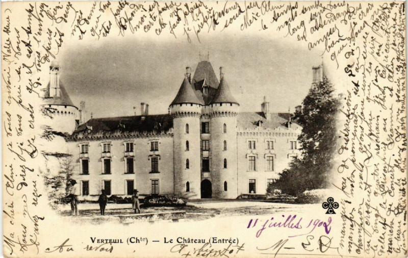 Carte postale ancienne Verteuil (Chle) - Le Chateau (Entrée)