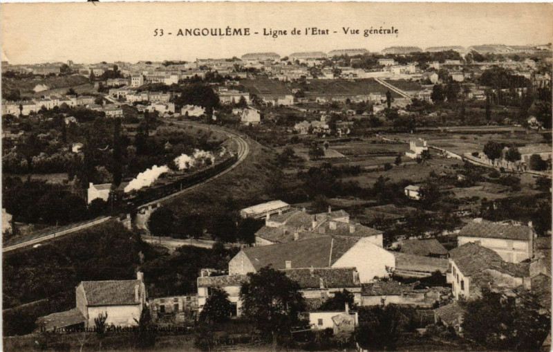 Carte postale ancienne Angouleme - Ligne de l'Etat - Vue généale à Angoulême