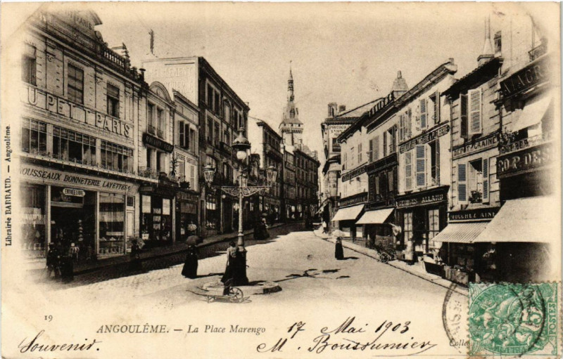 Carte postale ancienne Angouleme - La Place Marengo à Angoulême