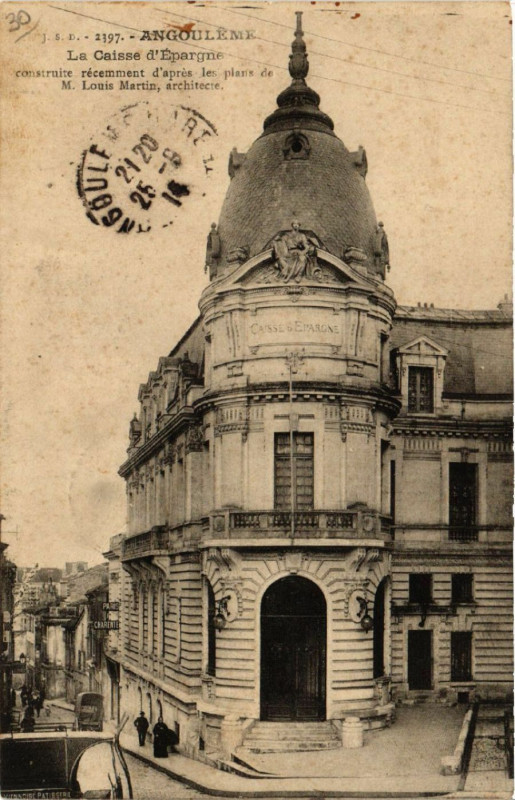 Carte postale ancienne Angouleme - La Caisse d'Epargne construite récemment d'aprés... à Angoulême