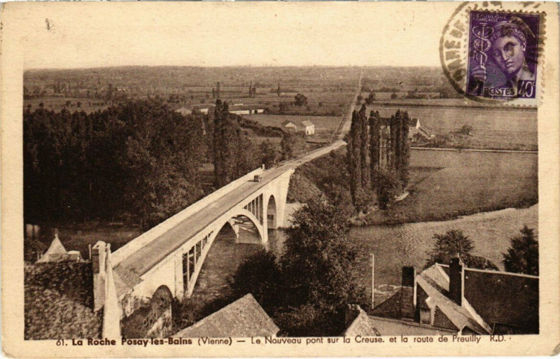 Carte postale ancienne La Roche Posay-les-Bains - Le Nouveau pont sur la Creuse à La Roche-Posay