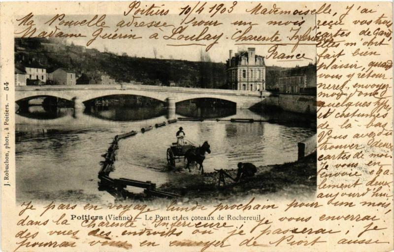Carte postale ancienne Poitiers Pont les coteaux de Rochereuil à Poitiers