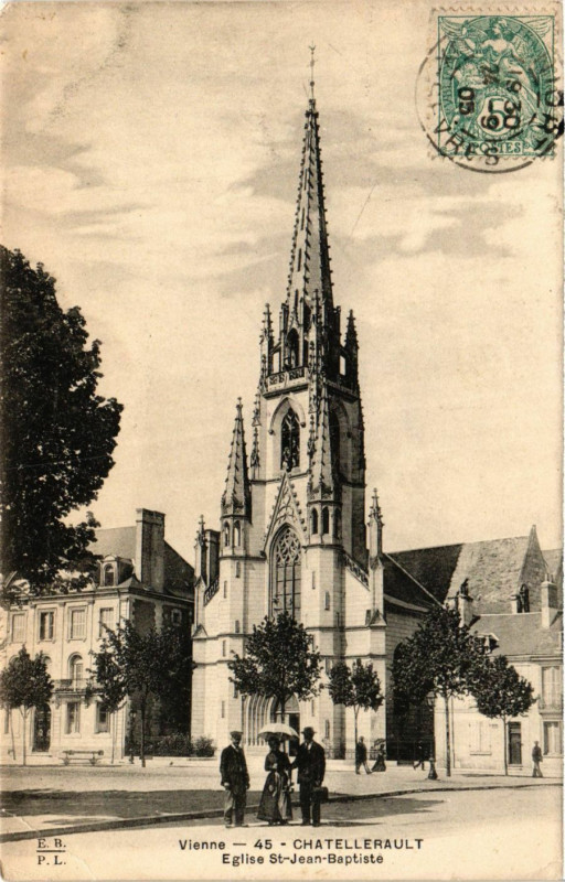 Carte postale ancienne Chatellerault - Eglise Saint-Jean-Baptiste à Châtellerault
