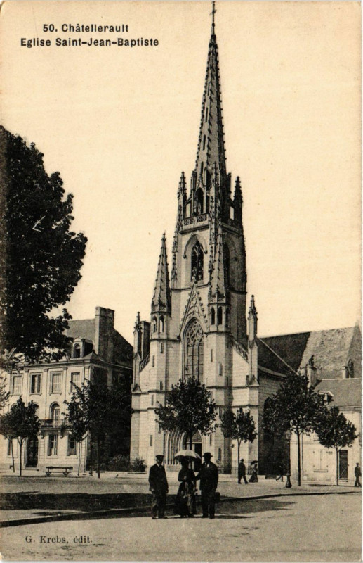 Carte postale ancienne Chatellerault - Eglise Saint-Jean-Baptiste à Châtellerault