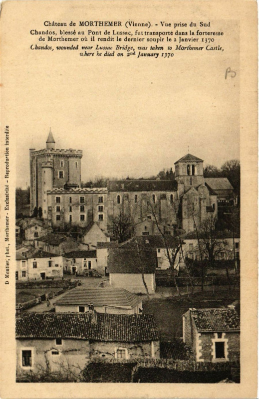 Carte postale ancienne Chateau de Morthemer - Vue prise du Sud