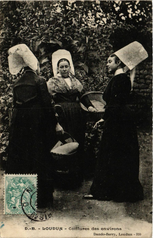 Carte postale ancienne Loudon - Coiffures des Env.