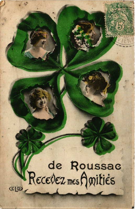 Carte postale ancienne De Roussae Recevez mes Amities
