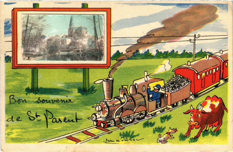 Carte postale ancienne Bon Souvenir de Saint-Parent