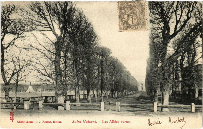 Carte postale ancienne Saint-Maixent - Les Allées vertes