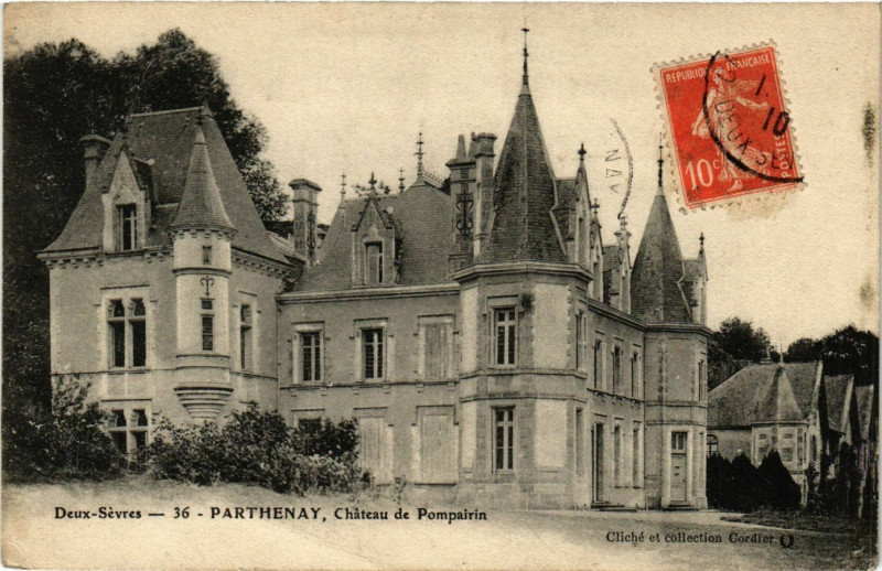 Carte postale ancienne Parthenay - Chateau de Pompairin à Parthenay