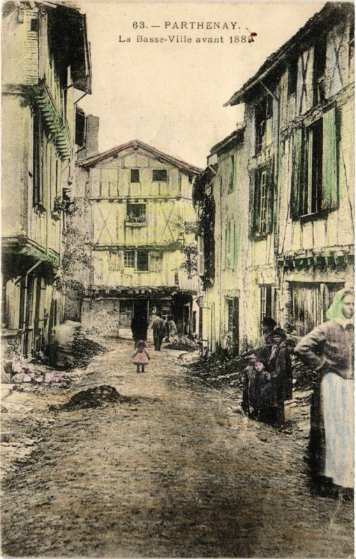 Carte postale ancienne Parthenay - La Basse-Ville avant 1889 à Parthenay