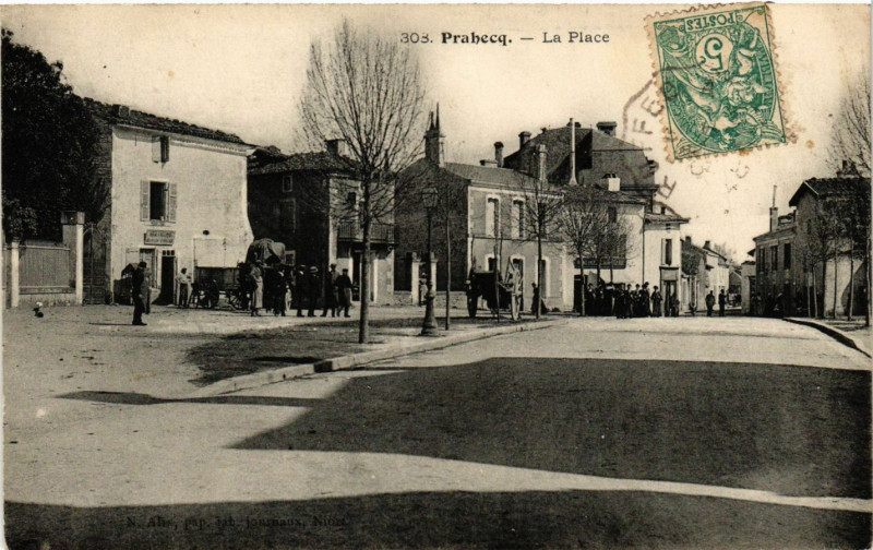 Carte postale ancienne Prabecq - La Place