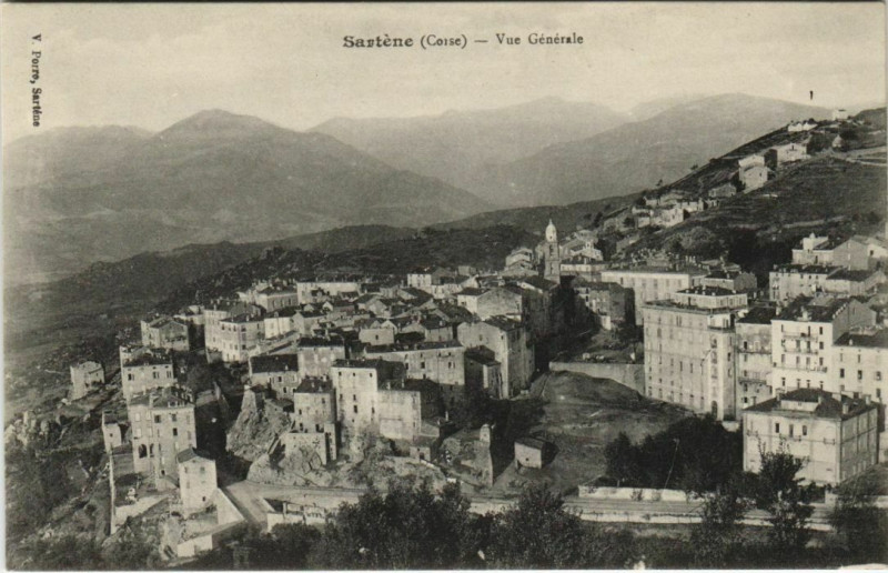 Carte postale ancienne Sartene vue generale Corsica à Sartène