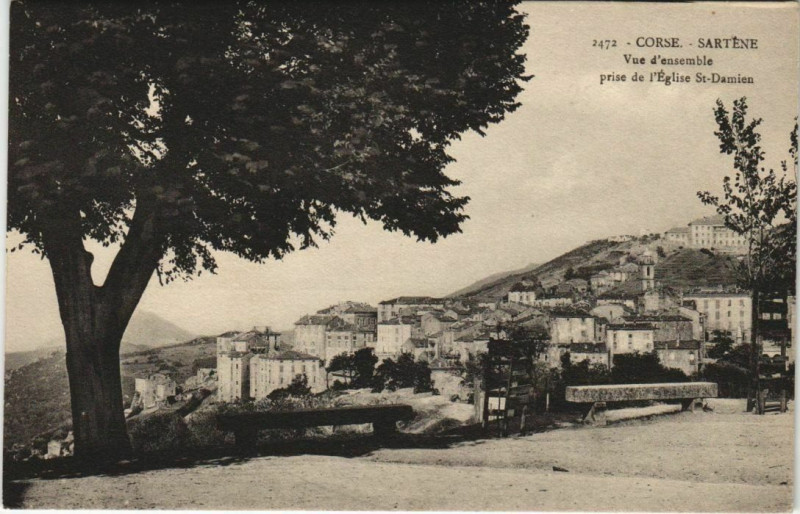 Carte postale ancienne Sartene vue d'ensemble Corsica à Sartène