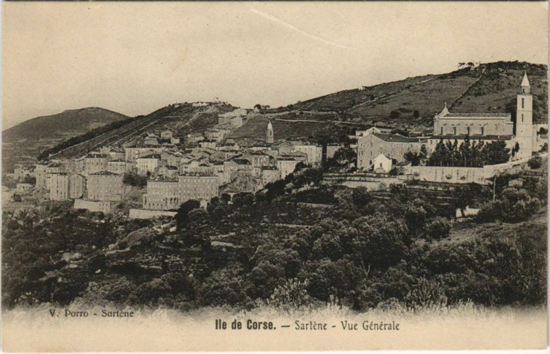 Carte postale ancienne Sartene vue generale Corsica à Sartène