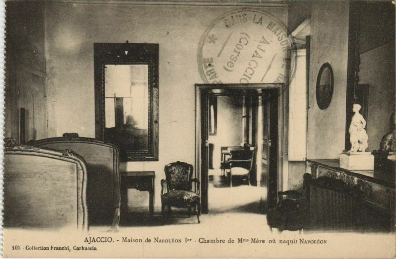 Carte postale ancienne Ajaccio Maison de Napoleon 1er ,Chambre de Mme Mere Corsica à Ajaccio