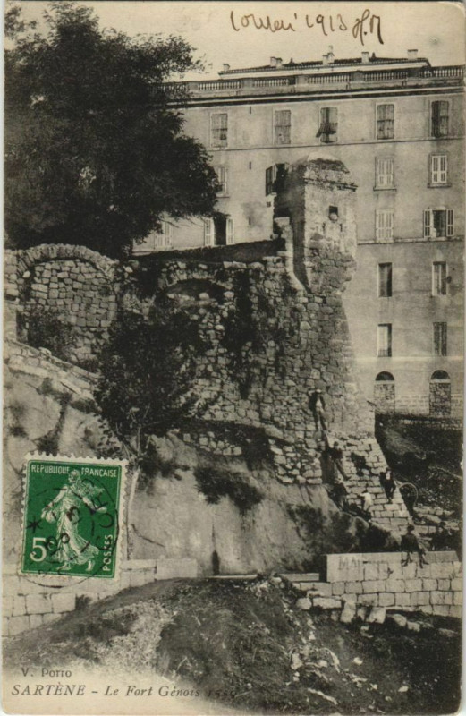 Carte postale ancienne Sartene Le Fort Genois Corsica à Sartène