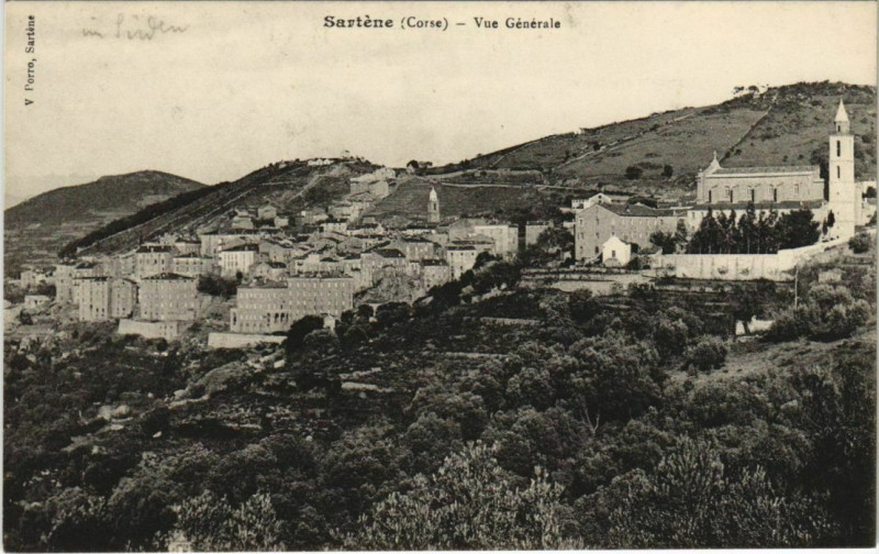 Carte postale ancienne Sartene vue generale Corsica à Sartène