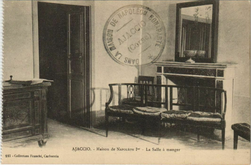 Carte postale ancienne Ajaccio Maison de Napoleon 1er ,Salle a manger Corsica à Ajaccio
