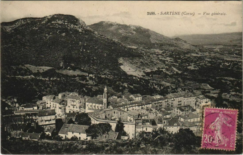 Carte postale ancienne Sartene vue generale Corsica à Sartène