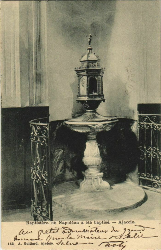 Carte postale ancienne Ajaccio Baptistere ou Napoleon a ete baptise Corsica à Ajaccio