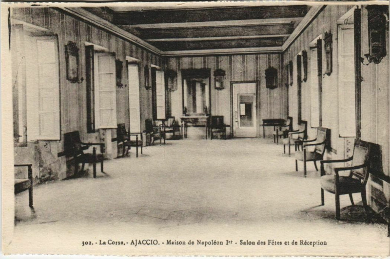 Carte postale ancienne Ajaccio Maison de Napoleon 1er ,Salon des Fetes Corsica à Ajaccio
