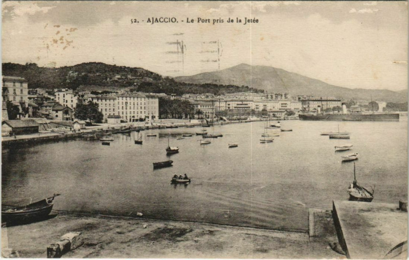 Carte postale ancienne Ajaccio Le Port pris de la Jetee Corsica à Ajaccio