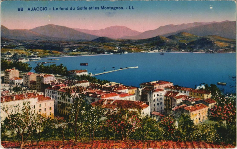 Carte postale ancienne Ajaccio Le fond du Golfe et les Montagnes Corsica à Ajaccio