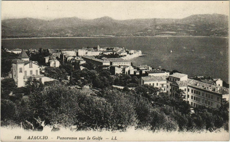 Carte postale ancienne Ajaccio panorama sur le Golfe Corsica à Ajaccio