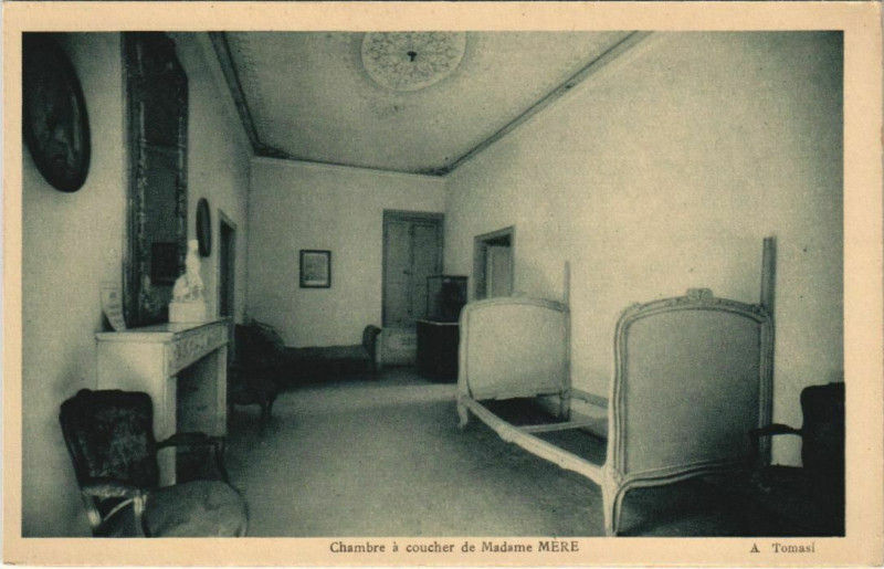 Carte postale ancienne Ajaccio Chambre a coucher de Madame Mere Corsica à Ajaccio